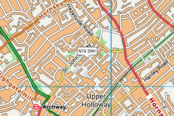 N19 3HH map - OS VectorMap District (Ordnance Survey)