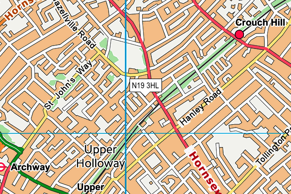 N19 3HL map - OS VectorMap District (Ordnance Survey)