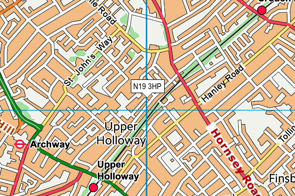N19 3HP map - OS VectorMap District (Ordnance Survey)