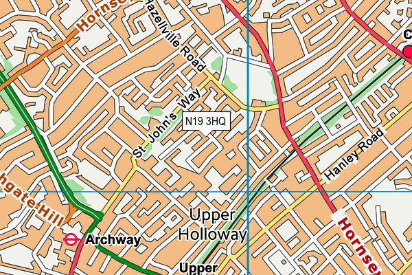 N19 3HQ map - OS VectorMap District (Ordnance Survey)