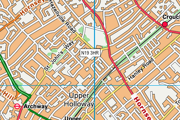 N19 3HR map - OS VectorMap District (Ordnance Survey)