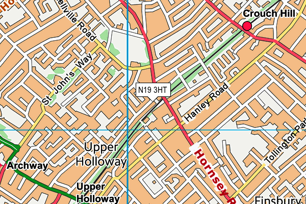 N19 3HT map - OS VectorMap District (Ordnance Survey)