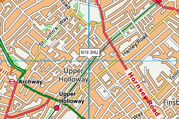 N19 3HU map - OS VectorMap District (Ordnance Survey)