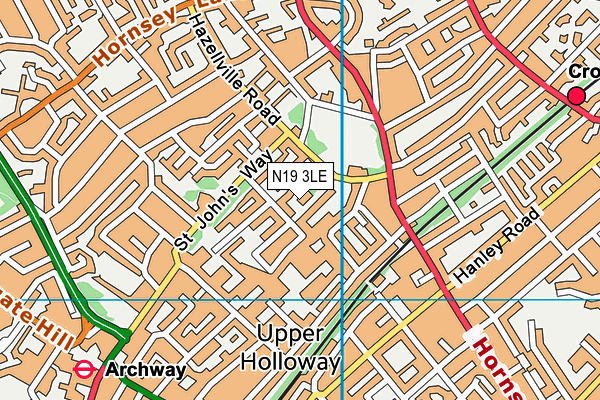 N19 3LE map - OS VectorMap District (Ordnance Survey)
