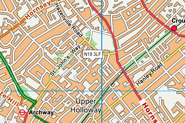 N19 3LF map - OS VectorMap District (Ordnance Survey)
