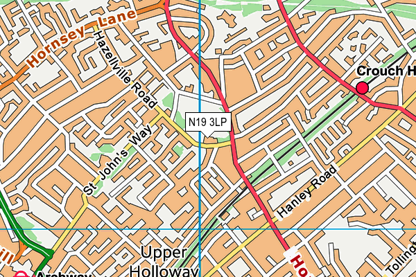 N19 3LP map - OS VectorMap District (Ordnance Survey)