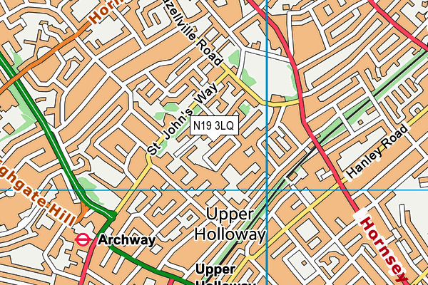 N19 3LQ map - OS VectorMap District (Ordnance Survey)