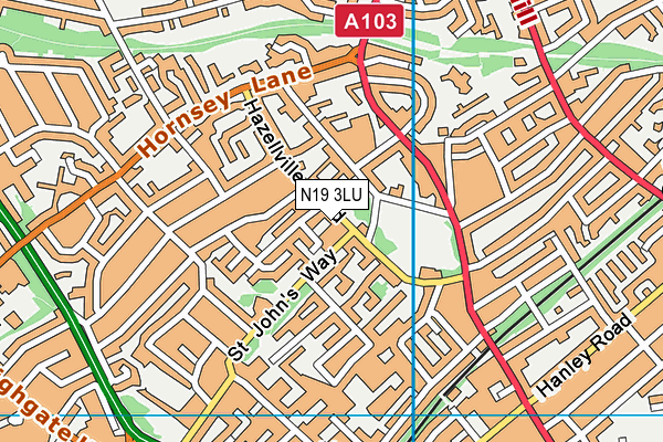 N19 3LU map - OS VectorMap District (Ordnance Survey)