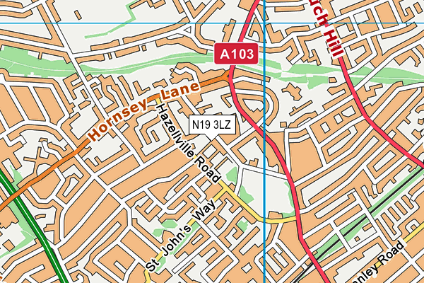 N19 3LZ map - OS VectorMap District (Ordnance Survey)