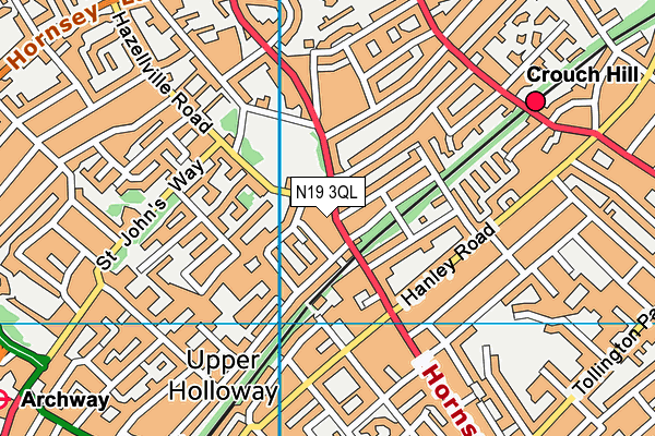 N19 3QL map - OS VectorMap District (Ordnance Survey)
