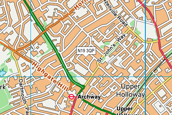 N19 3QP map - OS VectorMap District (Ordnance Survey)
