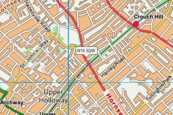 N19 3QW map - OS VectorMap District (Ordnance Survey)