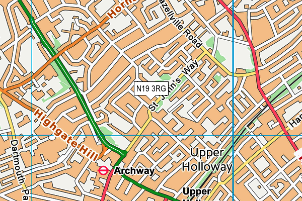 N19 3RG map - OS VectorMap District (Ordnance Survey)