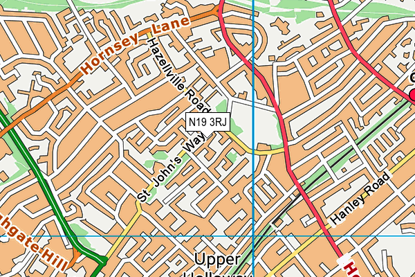 N19 3RJ map - OS VectorMap District (Ordnance Survey)