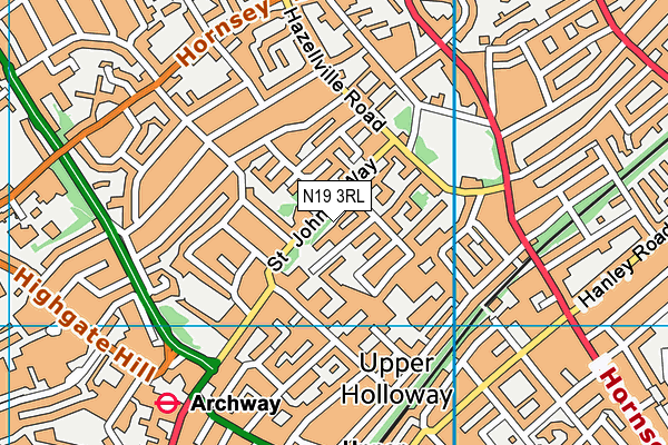 N19 3RL map - OS VectorMap District (Ordnance Survey)