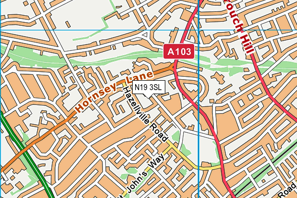 N19 3SL map - OS VectorMap District (Ordnance Survey)