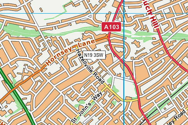 N19 3SW map - OS VectorMap District (Ordnance Survey)