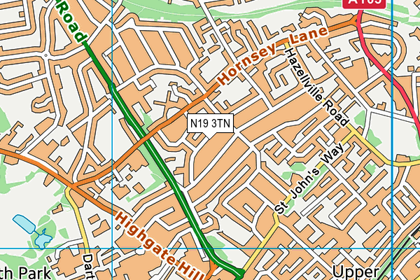 N19 3TN map - OS VectorMap District (Ordnance Survey)
