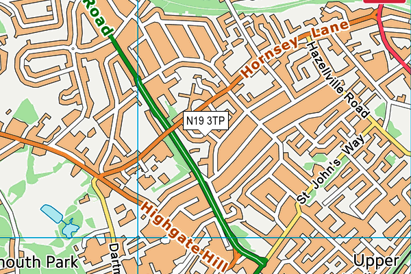 N19 3TP map - OS VectorMap District (Ordnance Survey)