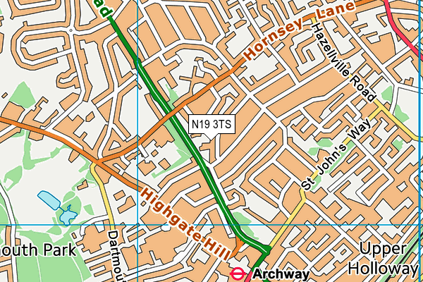 N19 3TS map - OS VectorMap District (Ordnance Survey)