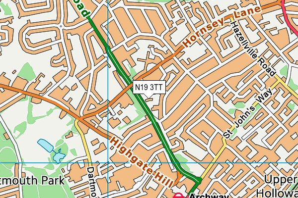 N19 3TT map - OS VectorMap District (Ordnance Survey)