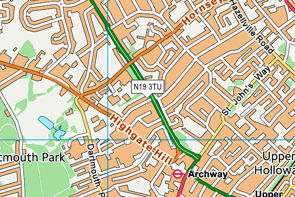 N19 3TU map - OS VectorMap District (Ordnance Survey)