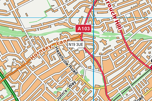 N19 3UE map - OS VectorMap District (Ordnance Survey)