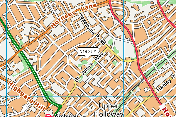 N19 3UY map - OS VectorMap District (Ordnance Survey)