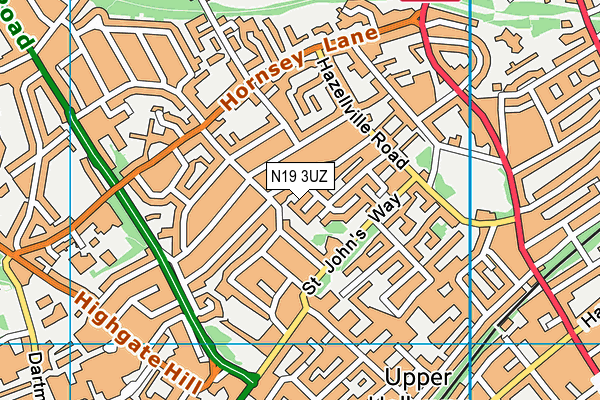 N19 3UZ map - OS VectorMap District (Ordnance Survey)