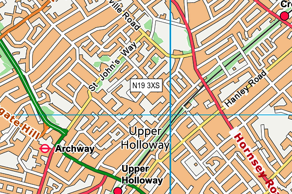 N19 3XS map - OS VectorMap District (Ordnance Survey)