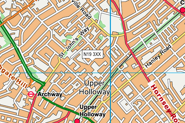 N19 3XX map - OS VectorMap District (Ordnance Survey)