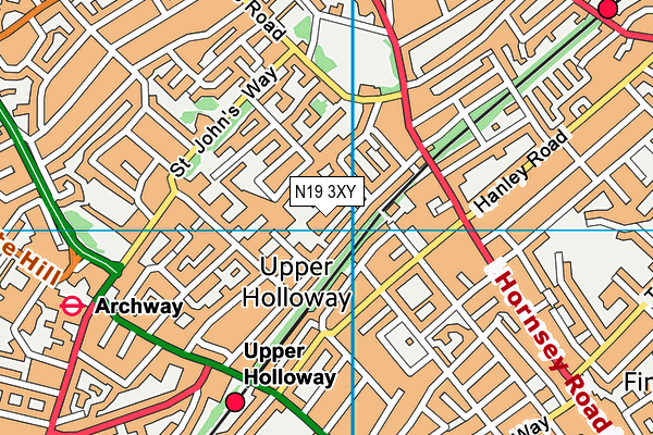 N19 3XY map - OS VectorMap District (Ordnance Survey)