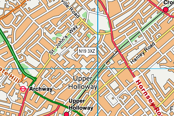 N19 3XZ map - OS VectorMap District (Ordnance Survey)