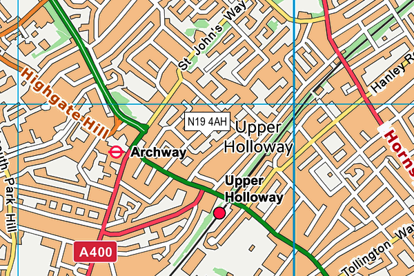 N19 4AH map - OS VectorMap District (Ordnance Survey)