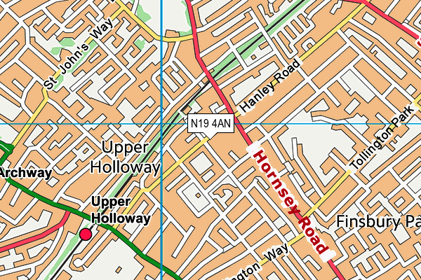 N19 4AN map - OS VectorMap District (Ordnance Survey)