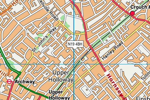 N19 4BH map - OS VectorMap District (Ordnance Survey)