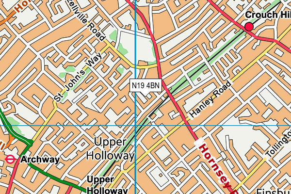 N19 4BN map - OS VectorMap District (Ordnance Survey)