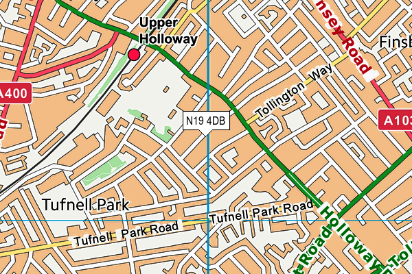 N19 4DB map - OS VectorMap District (Ordnance Survey)
