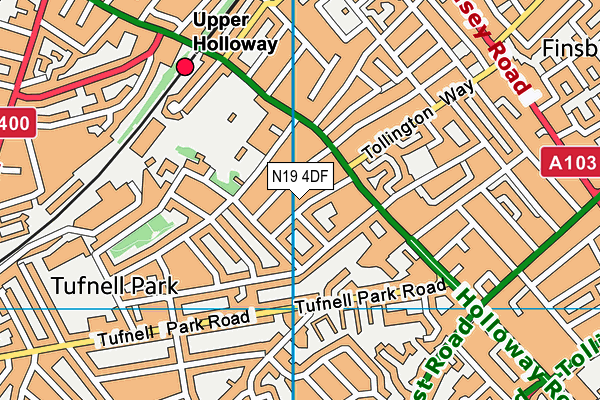 N19 4DF map - OS VectorMap District (Ordnance Survey)