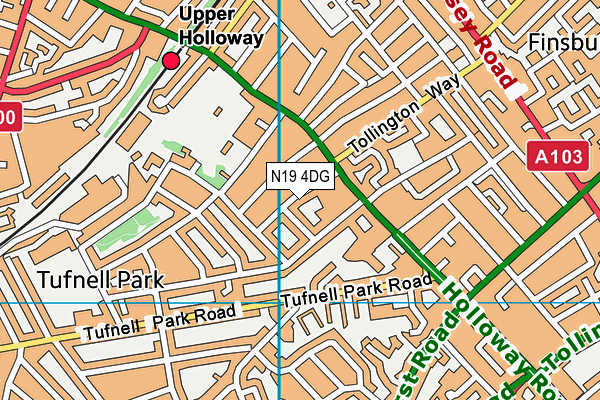 N19 4DG map - OS VectorMap District (Ordnance Survey)