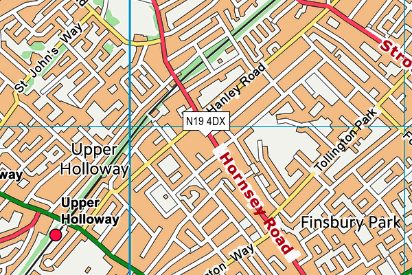 The Factory Fitness And Dance Centre map (N19 4DX) - OS VectorMap District (Ordnance Survey)