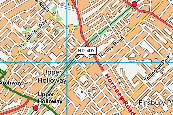 N19 4DY map - OS VectorMap District (Ordnance Survey)