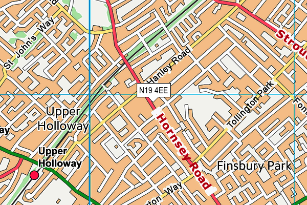 N19 4EE map - OS VectorMap District (Ordnance Survey)