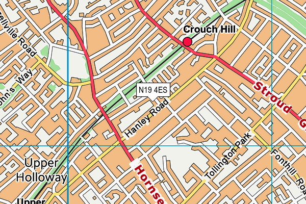N19 4ES map - OS VectorMap District (Ordnance Survey)