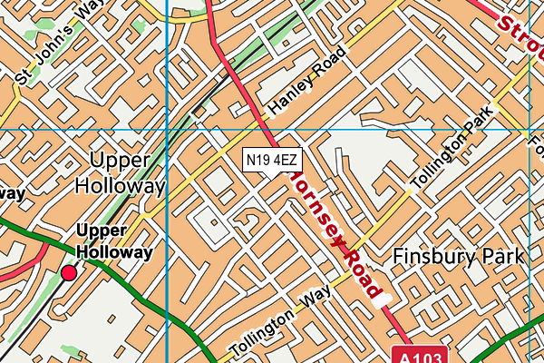 N19 4EZ map - OS VectorMap District (Ordnance Survey)