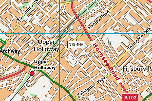 N19 4HR map - OS VectorMap District (Ordnance Survey)