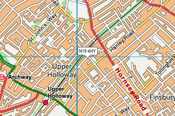 N19 4HY map - OS VectorMap District (Ordnance Survey)