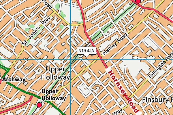 Duncombe Primary School map (N19 4JA) - OS VectorMap District (Ordnance Survey)