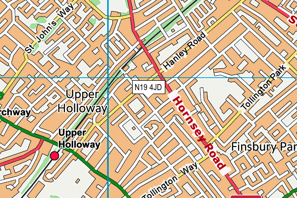 N19 4JD map - OS VectorMap District (Ordnance Survey)