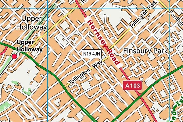 N19 4JN map - OS VectorMap District (Ordnance Survey)